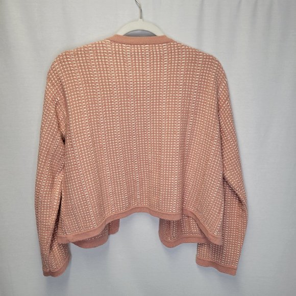 J. Crew Women's Small Cardigan Sweater Peach Open Front  Basketweave Knit - Picture 2 of 8